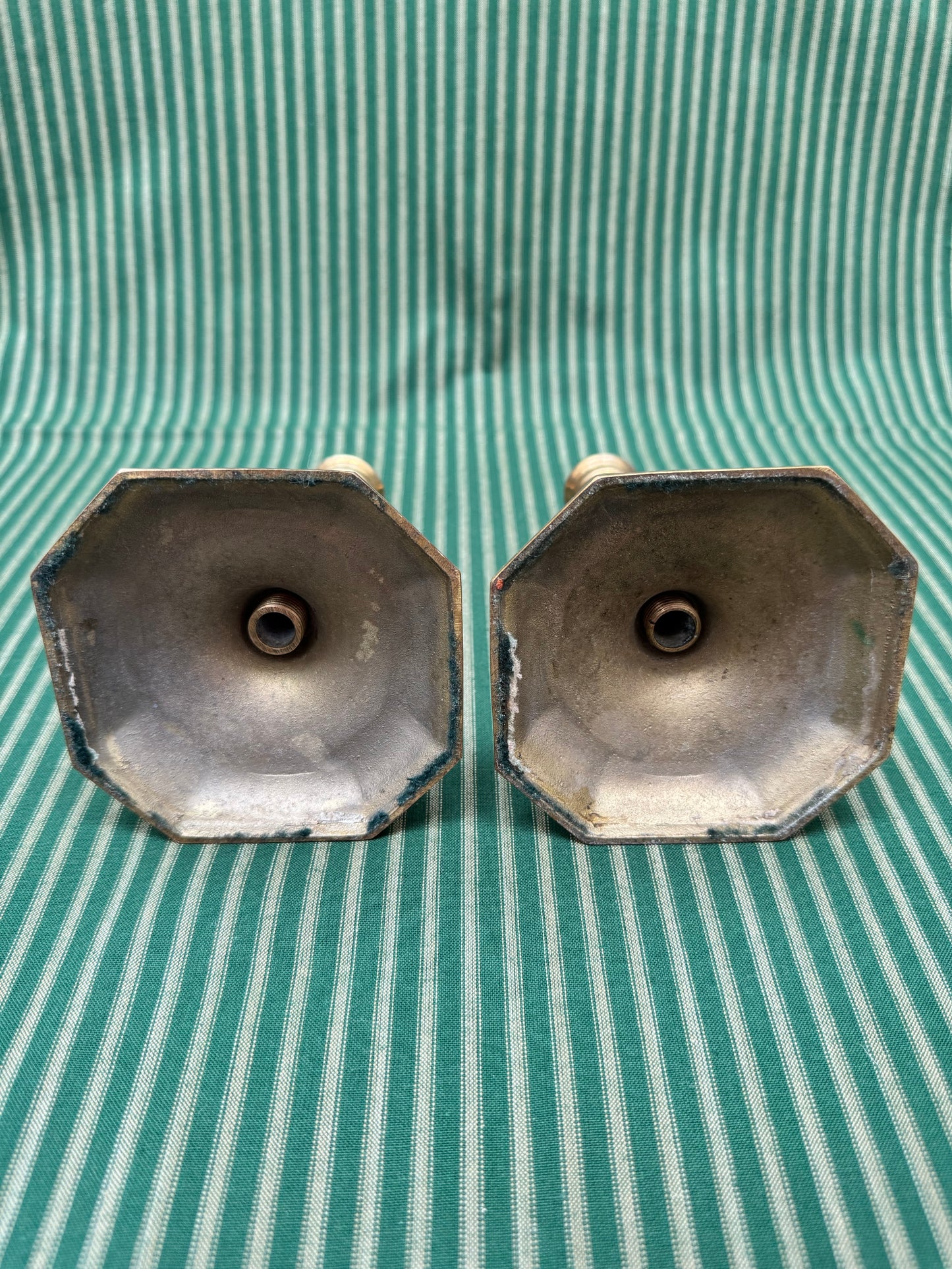 Brass Candlestick Set with Wide Base