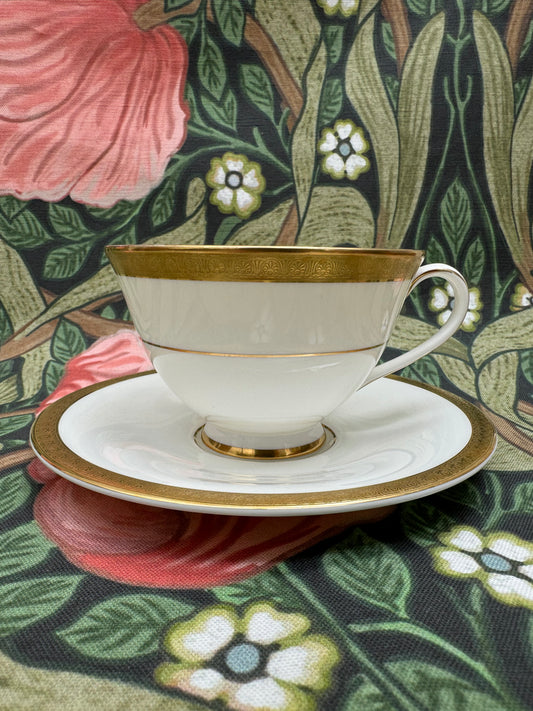 Royal Doulton Gold Rim Teacup with Saucer