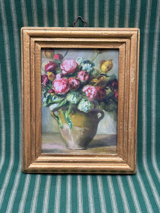 Framed Mini Print of Vase De Pivoines by Pierre-Auguste Renoir