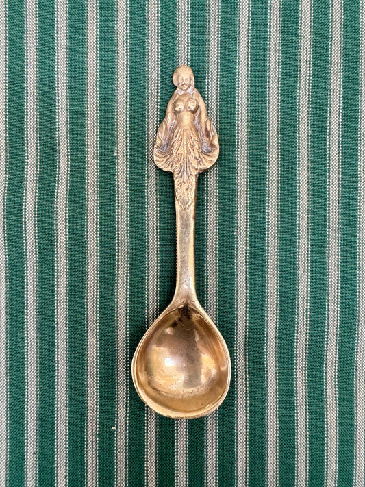 Brass Tea Spoon with Woman on Handle