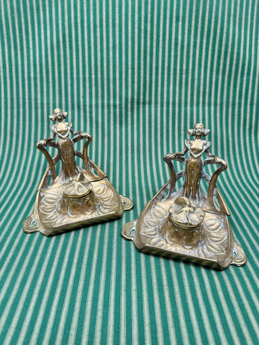 Art Nouveau Inkwells with Woman Figure (sold separately)